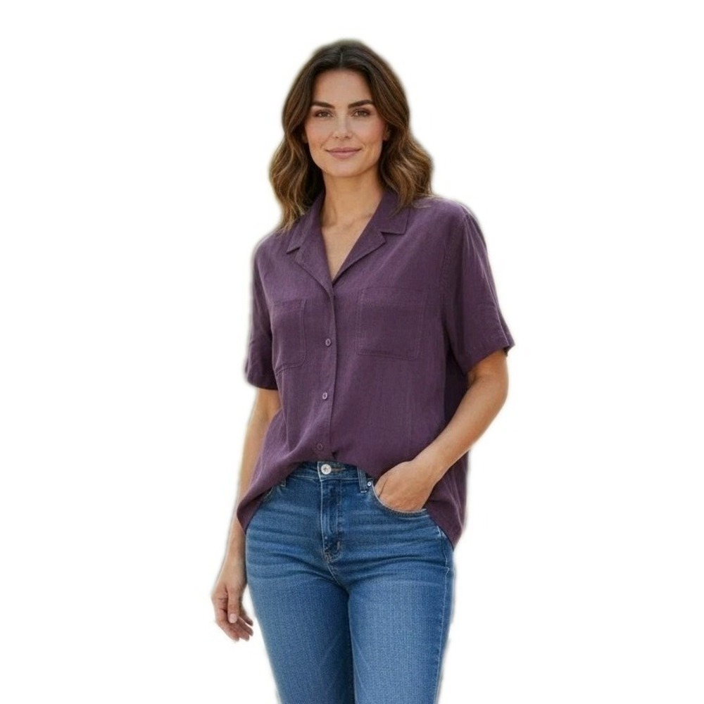 Vtg JH Collectibles 100% Silk Shirt Purple Camp Classic Old Money Preppy SZ S